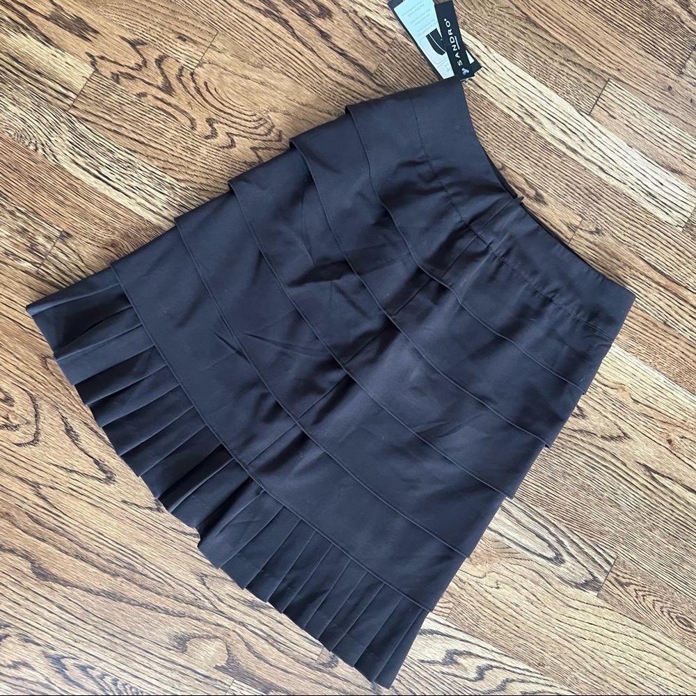 NWT Sandro Control Top Tier skirt in Chocolate Brown